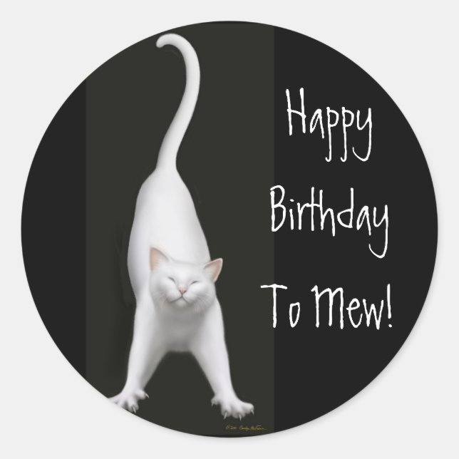 Adesivo Feliz Aniversário para Mew Cat Sticker (Frente)