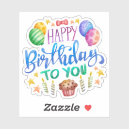 Adesivo Feliz aniversário para você.