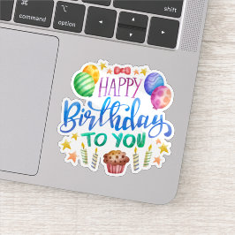 Adesivo Feliz aniversário para você.