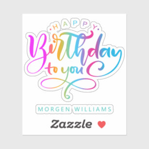 Adesivo Feliz aniversário para você design de tipografia