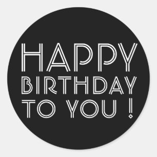 Adesivo "Feliz Aniversário Para Você!"Preto e branco