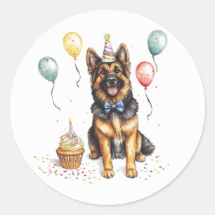 Adesivo Feliz Aniversário Pastor Alemão