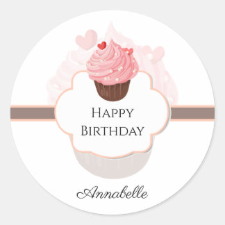 Adesivo Feliz aniversário | Personalizado | CUPCAKE