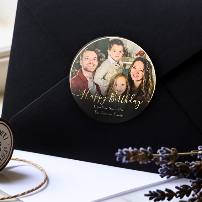 Adesivo Feliz Aniversário Personalizado Elegante Adicione  (Criador carregado)