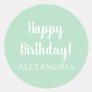 Adesivo Feliz Aniversário Personalizado Pastel Green