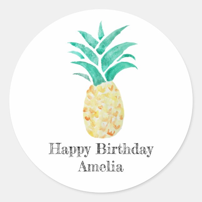 Adesivo Feliz Aniversário, Pineapple Tropical Stickers (Frente)