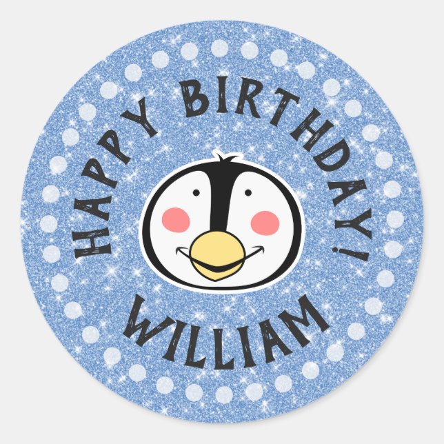 Adesivo Feliz aniversário Pinguim (Frente)