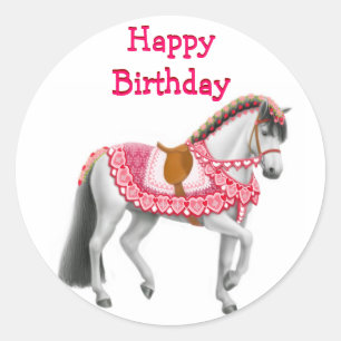 Adesivo Feliz Aniversário Pink Parade Horse Sticker