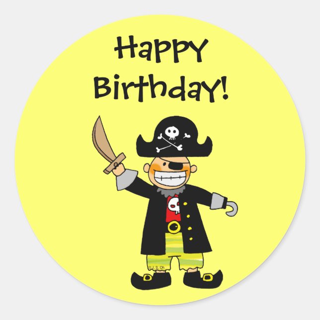 Adesivo Feliz aniversário! (pirata) (Frente)