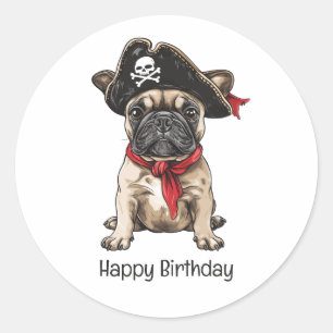 Adesivo Feliz Aniversário Pirata Buldogue Francês