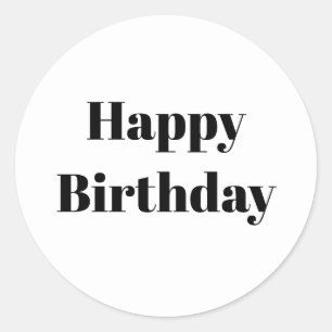 Adesivo Feliz Aniversário Preto Branco Minimalista Moderno