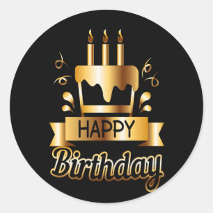 Adesivo Feliz aniversario - preto & ouro 2 S