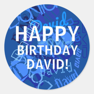Adesivo "Feliz Aniversário” (qualquer nome) Azul