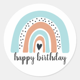 Adesivo Feliz aniversário Rainbow Blue Peach