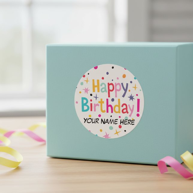 Adesivo Feliz Aniversário Retroativo Personalizável (Customizable Classic Round Sticker)