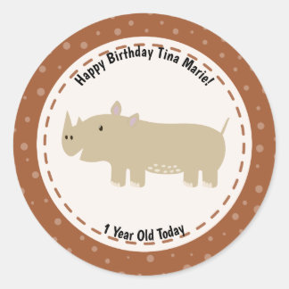 Adesivo Feliz Aniversário Rinoceronte Rinocerontes Animais
