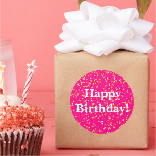 Adesivo Feliz aniversário rosa