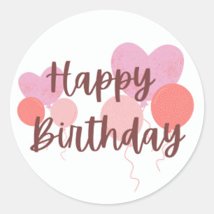 Adesivo Feliz aniversário rosa