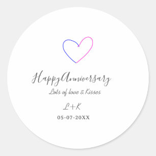 Adesivo Feliz aniversário rosa azul coração nome data simp