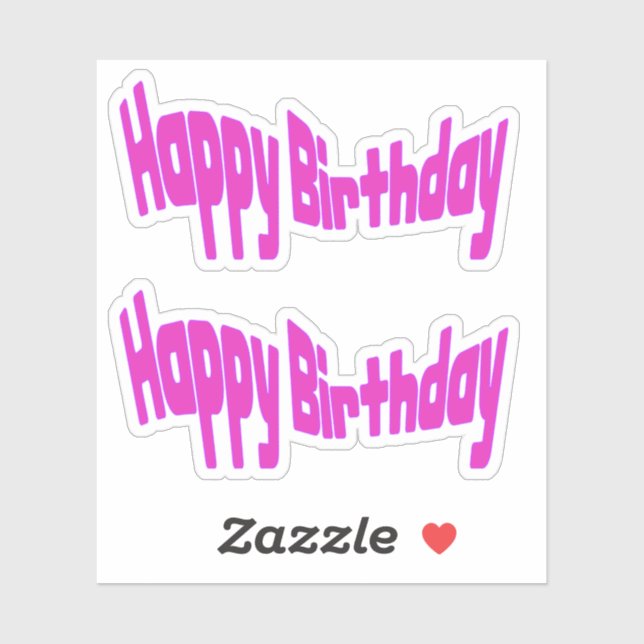 Adesivo Feliz Aniversário Rosa Brilhante (Folha)