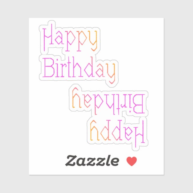 Adesivo Feliz Aniversário Rosa Brilhante Amarelo (Folha)