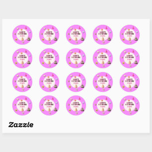 Adesivo Feliz Aniversário Rosa Personalizado