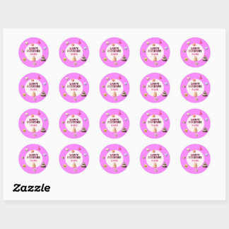 Adesivo Feliz Aniversário Rosa Personalizado