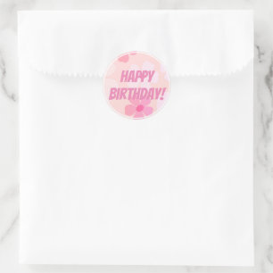 Adesivo Feliz Aniversário Rosa Poder Flor Pêssego