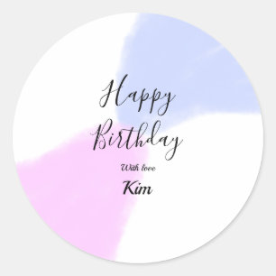 Adesivo Feliz aniversário rosa roxo pastel nome simples el