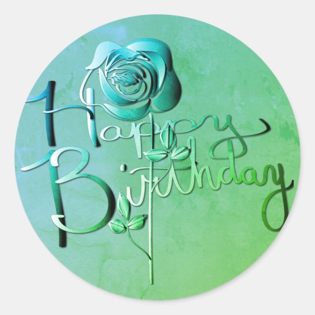 Adesivo Feliz aniversário! Rosa Verde 3D manuscrito (Frente)