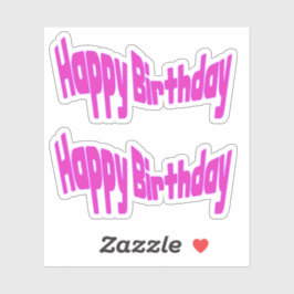 Adesivo Feliz Aniversário Rosa Vibrante