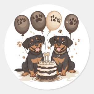 Adesivo Feliz Aniversário Rottweiler Cães