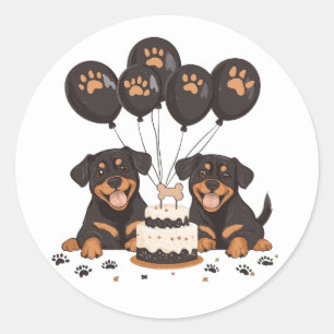 Adesivo Feliz Aniversário Rottweiler Cães
