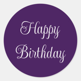 Adesivo Feliz Aniversário Roxo Escuro e Escrito Elegante B