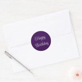 Adesivo Feliz Aniversário Roxo Escuro e Escrito Elegante B