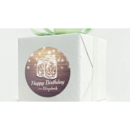 Adesivo Feliz Aniversário Russo Madeira Mason Jar String L