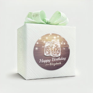 Adesivo Feliz Aniversário Russo Madeira Mason Jar String L