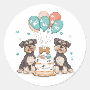 Adesivo Feliz Aniversário Schnauzer Cães