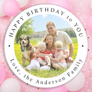 Adesivo Feliz Aniversário Simples Foto Personalizada Fofa