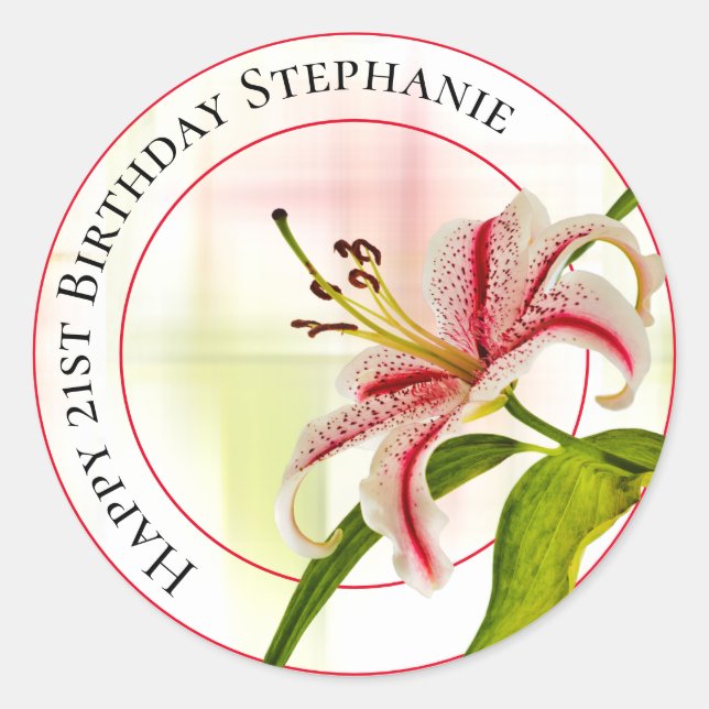 Adesivo Feliz Aniversário Stargazer Lily Fooral (Frente)