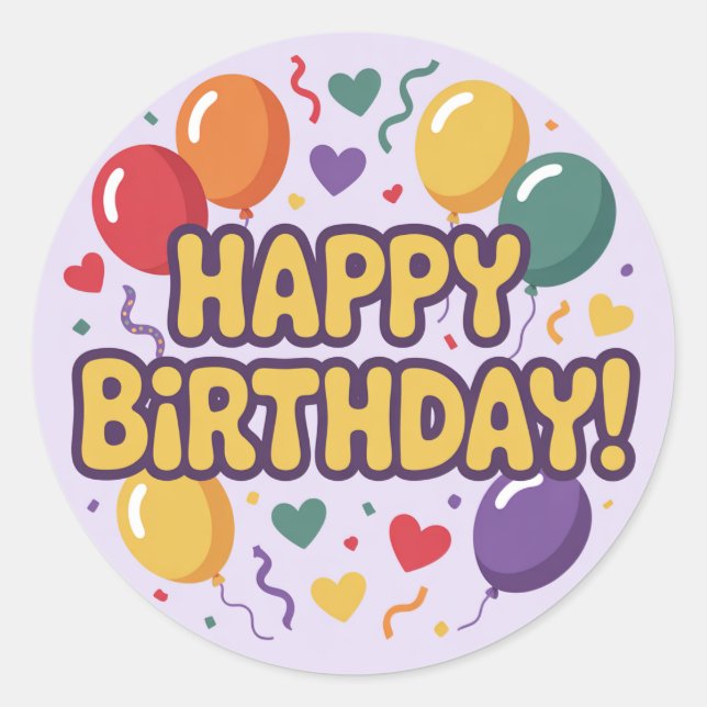 Adesivo Feliz Aniversário Sticker Redondo Clássico (Frente)