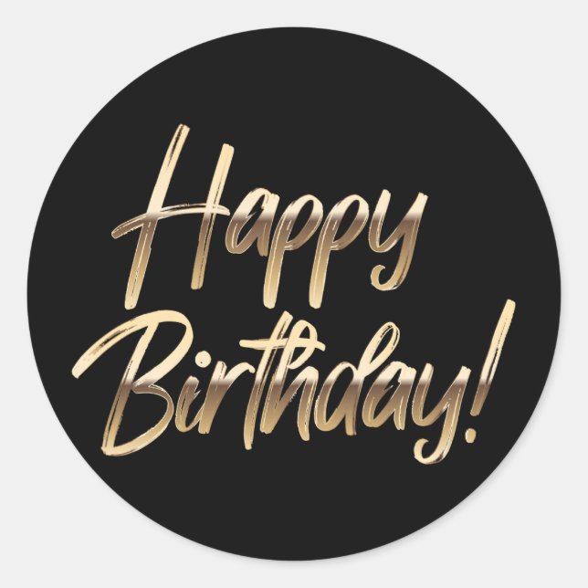 Adesivo Feliz aniversário, Stickers Black and Dourado (Frente)