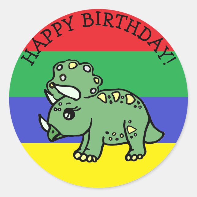Adesivo Feliz Aniversário T-Rex Dinossaur (Frente)