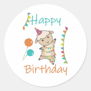 Adesivo Feliz Aniversário Te Deseja Ovino De Animais Boni
