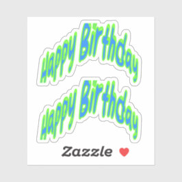 Adesivo Feliz Aniversário Texto Divertido Azul/Verde