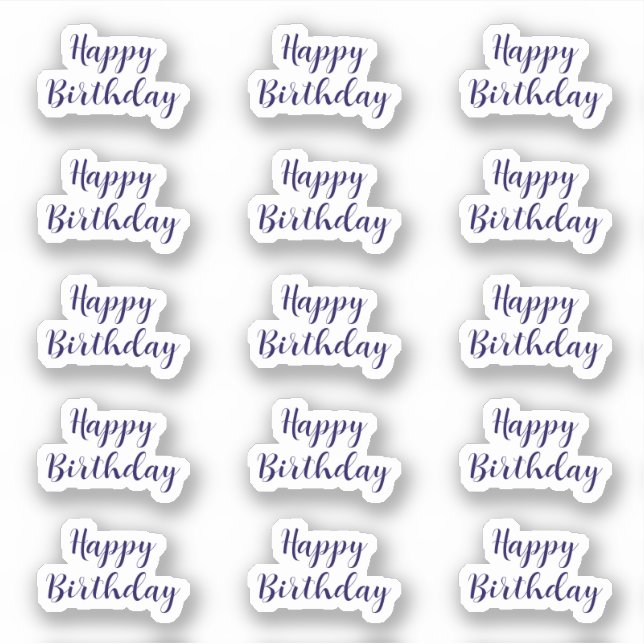 Adesivo Feliz Aniversário Texto Personalizado Idade Azul M (Frente)