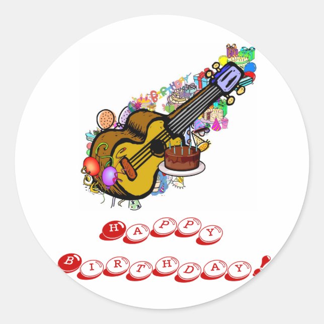 Adesivo Feliz Aniversário Ukulele Stickers! (Frente)