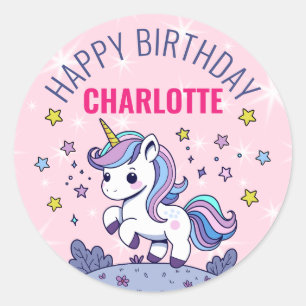 Adesivo Feliz Aniversário Unicórnio Mágico Personalizado