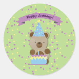 Adesivo Feliz Aniversário, Urso de Teddy