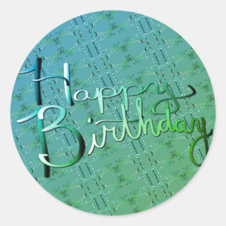 Adesivo Feliz aniversário! Verde Gradiente Escrito à mão